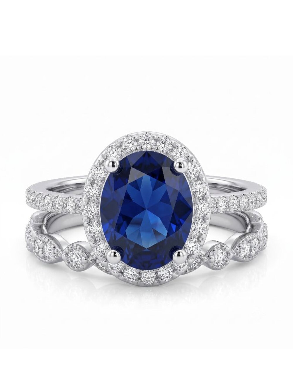 Blue Sapphire Gemstone ring set, size 7, 925 Sterling Silver Charmed Aroma